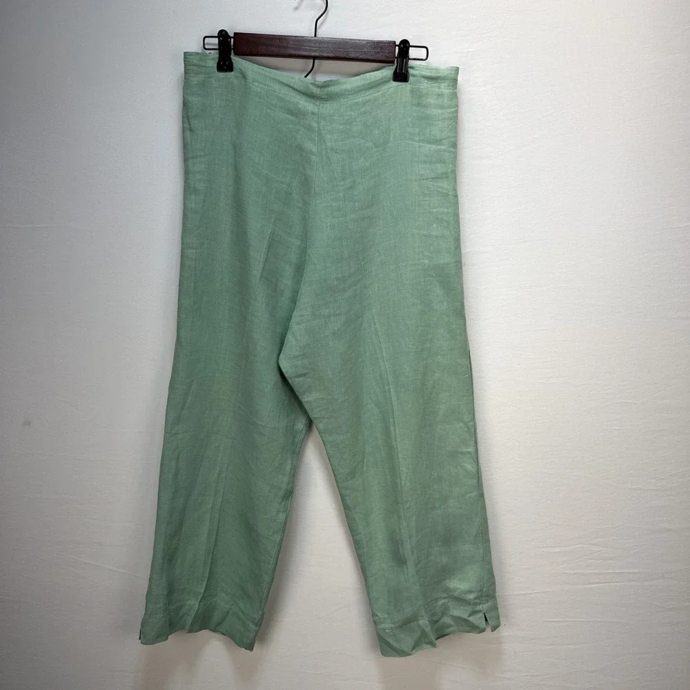 Bryn Walker Tunic Cropped Pants Matching Set Size‎ M Mint Green Linen Lagenlook